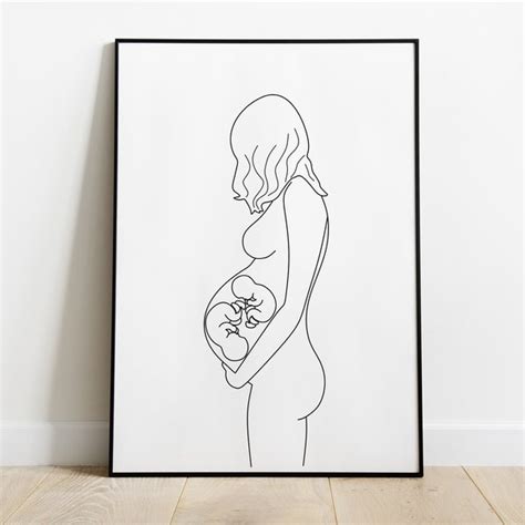 Pregnancy Line Art Etsy