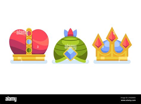 Flat Reyes Magos Crowns Set Vector Illustration Stock Vector Image