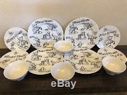 Disney Sketchbook Mickey Mouse Lot Pce Set Dinner Plates Bowls Salad