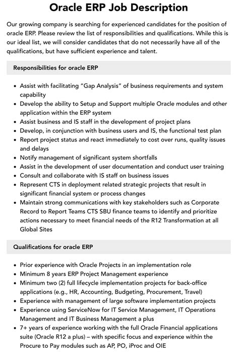 Oracle Erp Job Description Velvet Jobs