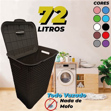 Cesto De Roupa Suja Litros Resistente Lavanderia Tampa