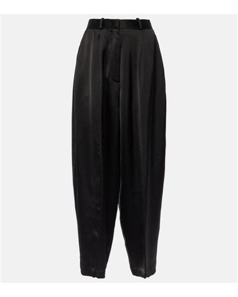 Co High Rise Satin Crepe Wide Leg Pants In Black Lyst UK