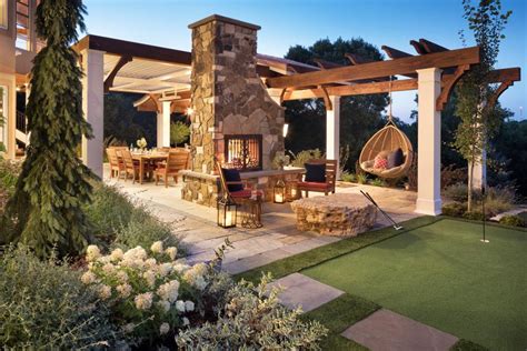 Elevated Backyard With With Pergolas And Putting Green Hgtv S