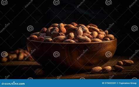 Nutty Snack Bowl Almonds Hazelnuts Walnuts Pecans Generative AI