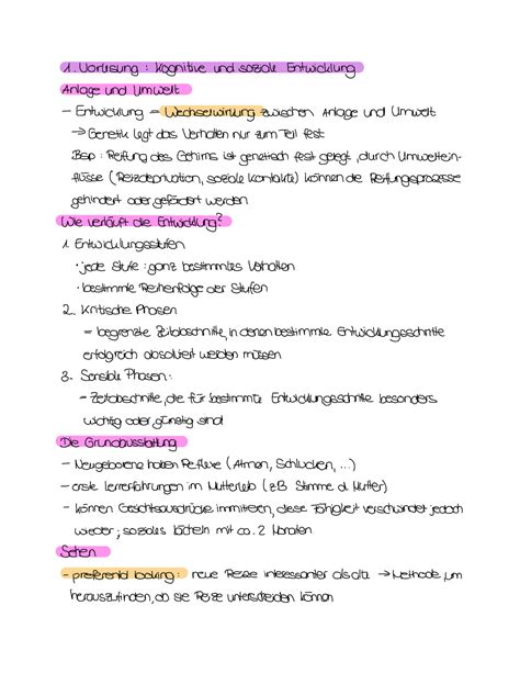 Zusammenfassung Einführung in Psychologie 1 Vo r l e s u n g