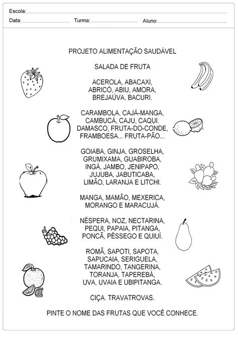 Projeto Alimentação Saudável Salada De Frutas Escola Educação