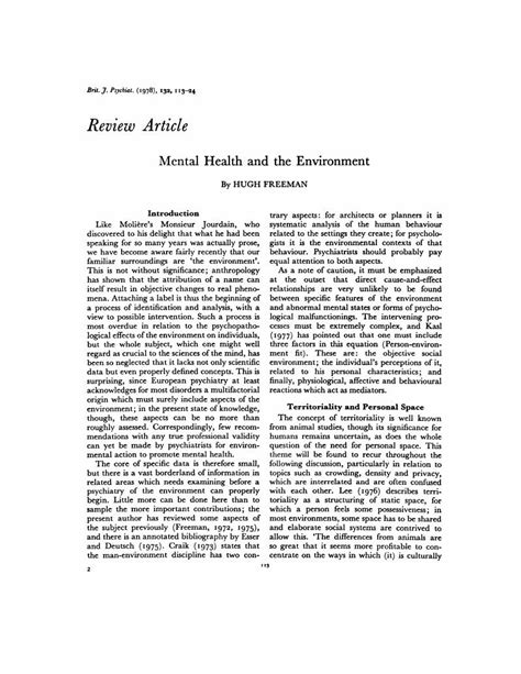 Mental Health And The Environment The British Journal Of Psychiatry Cambridge Core