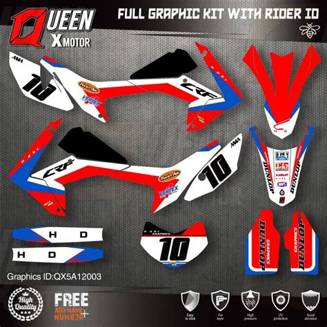 Queen X Motor Custom Team Graphics Backgrounds Decals Stickers Kit For