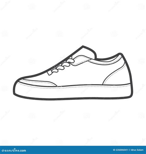 Shoes Sneaker Outline Drawing Vector Sneakers Drawn In A Sketch Style