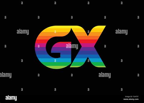 Rainbow Color Colored Colorful Alphabet Letter Gx G X Logo Combination