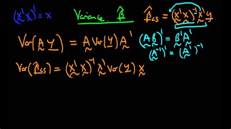 Variance Of Least Squares Estimators Matrix Form Youtube