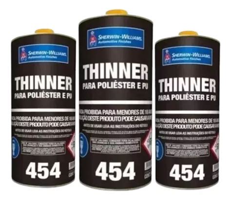 Kit 3 Diluente Thinner Pu 454 Poliéster Pu Sherwin Brinde Frete grátis