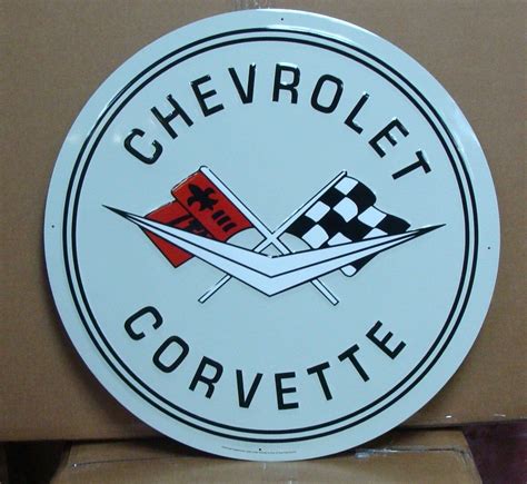 24 Chevrolet Corvette Metal Embossed Round Sign NEW By