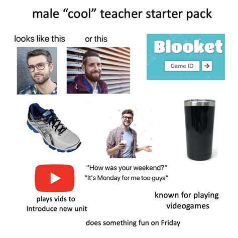 Male Cool Teacher Starter Pack 9GAG