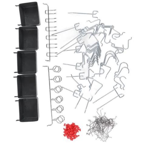 DEX Lot de 114 Crochets pour Panneau Perforé Rangement Outils avec