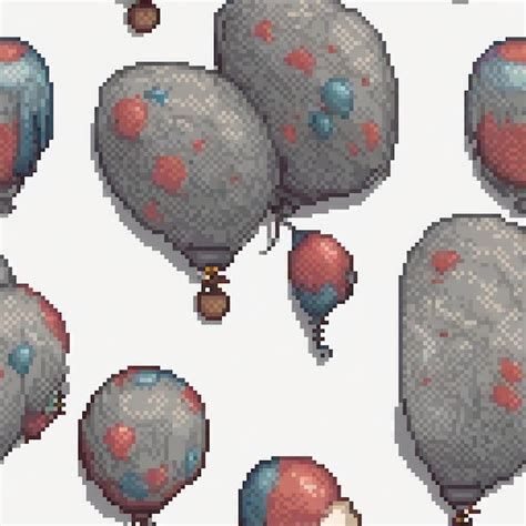 Pixel Art Hot Air Balloons Float On A Pristine White Canvas Premium