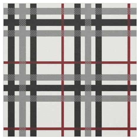 Black White and Red Plaid Fabric | Zazzle