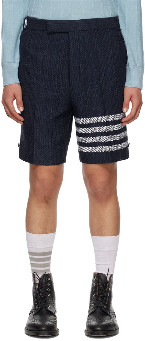 Thom Browne Navy Bar Sack Shorts Ssense