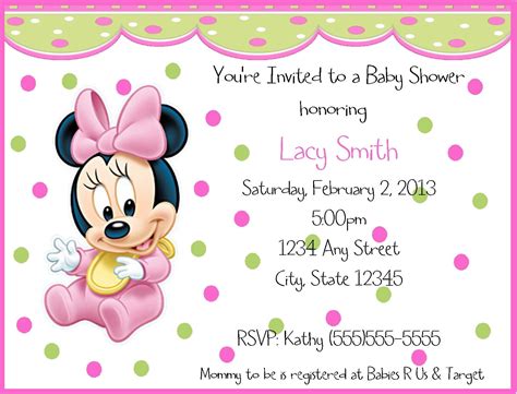 Baby Minnie Mouse Birthday Invitations | FREE Invitation Templates - Drevio