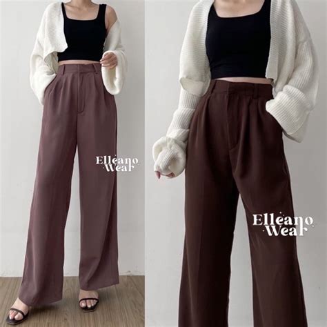 Jual ELLEANO Lula Pants Celana Highwaist Kulot Wanita Celana