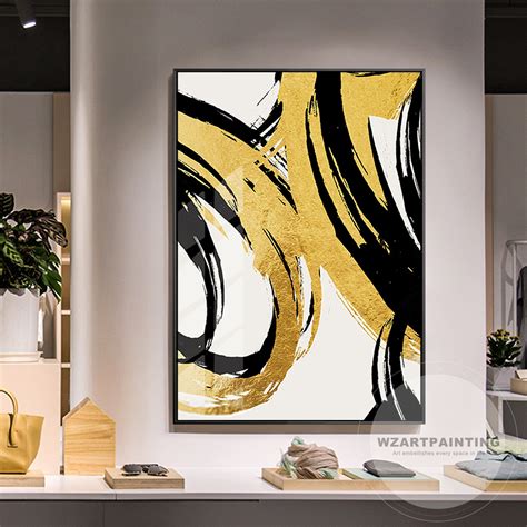 Black And White Abstract Art Gold Frame at Susan Cochrane blog