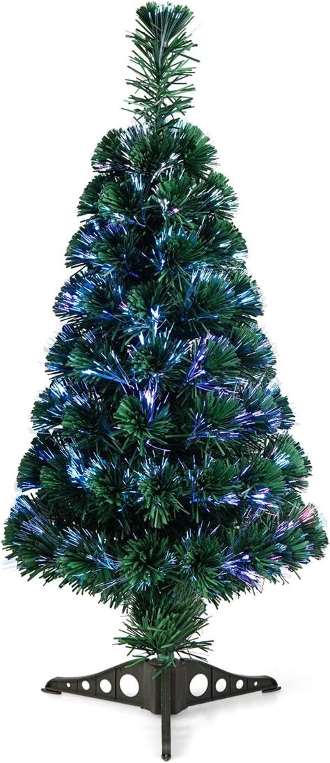 HOMCOM Albero Di Natale A Fibre Ottiche 90cm Con 90 Folti Rami In PVC