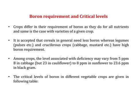 Importance And Use Of Micro Nutrient Boron In Vegetable Crops