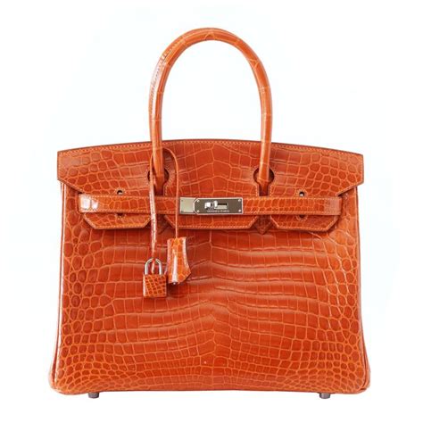 Hermes Birkin 30 Bag Orange Feu Crocodile Palladium Hardware For Sale At 1stdibs