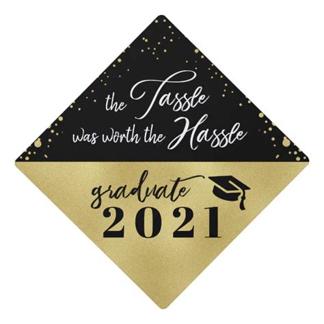 Tassle Worth The Hassle Class 2021 Gold Confetti Graduation Cap Topper