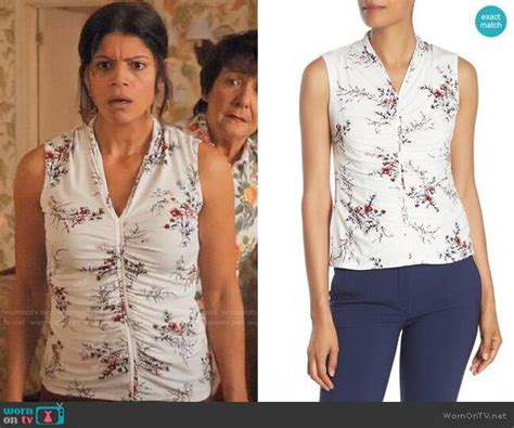 Xos White Floral Shirred Front Top On Jane The Virgin Jane The Virgin Fashion Outfits Tops