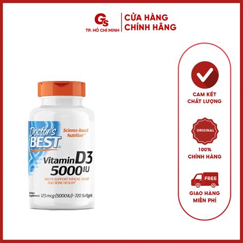 Viên uống Doctor s Best Vitamin D3 5000 IU 125 mcg nhập khẩu Mỹ