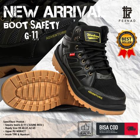 Jual SEPATU BOOT SAFETY PRIA WORKING G 11 UJUNG BESI KEREN KEKINIAN