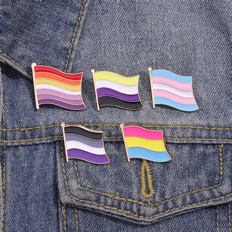 Lgbtq Enamel Pins Pride Lesbian Gay Rainbow Flag Brooch Pansexual