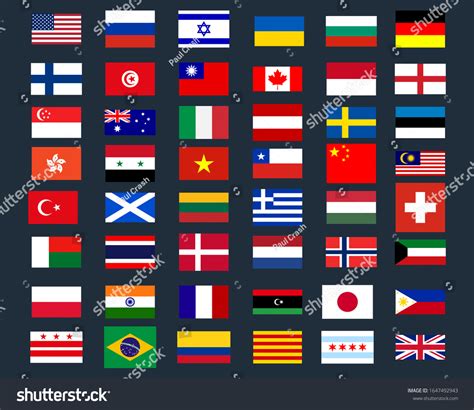 Collection National Official Flags World Vector Stock Vector Royalty