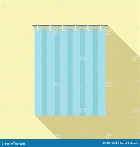 Bathroom Shower Curtain Icon Flat Vector Clean Bathtub Stock Vector