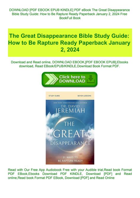 Pdf Ebook The Great Disappearance Bible Study Guide How To Be Rapture