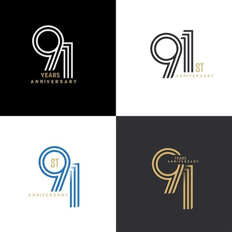 Premium Vector | 91 years anniversary vector number icon birthday logo ...