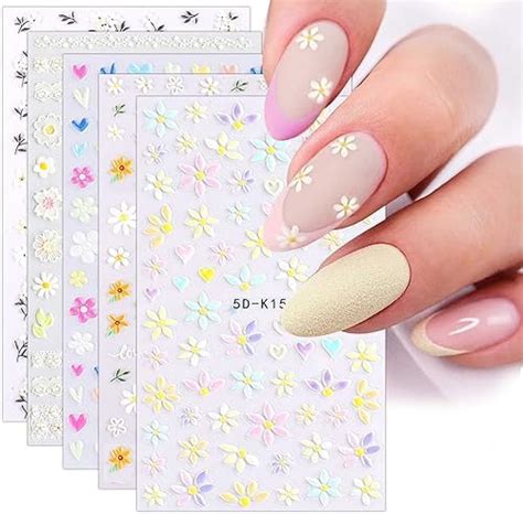 Jmeowio 9 Sheets Colorful Star Nail Art Stickers Decals Self Adhesive