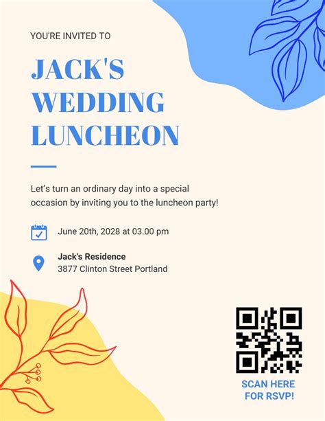 Beige Modern Playful Wedding Luncheon Invitation Venngage