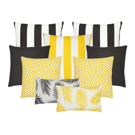 Byron Black And Yellow 9 Outdoor Cushion Cover Collection