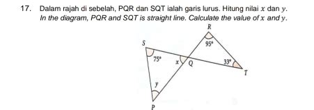 Solved Dalam Rajah Di Sebelah Pqr Dan Sqt Ialah Garis Lurus