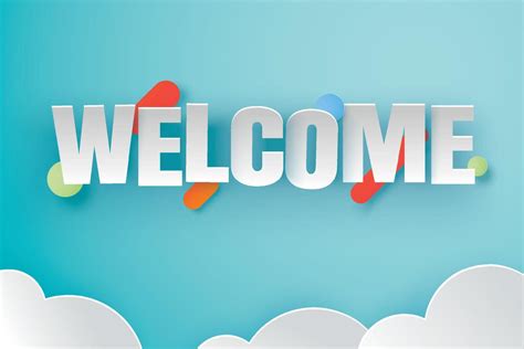 Welcome sign letters with blue sky background. Welcome banner greeting ...