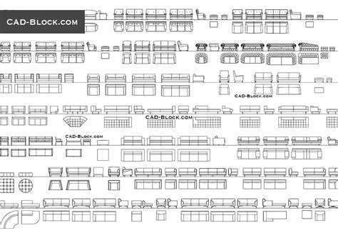 Sofa & Armchair Big DWG set. Outdoor / Lounge Furniture in AutoCAD