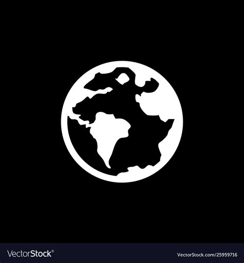 Globe icon on black background black flat style Vector Image