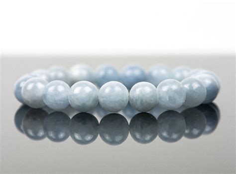 Blue Calcite Bracelet Natural Blue Gemstone Bracelet 10mm Etsy