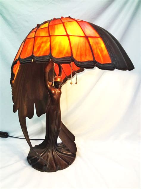 Myeda Tiffany Style Flying Lady Bronze Table Lamp From Peter Behrens