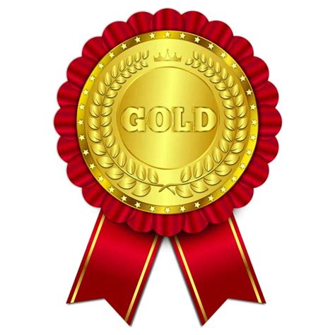 Awesome 3d Gold Badge With Red Ribbon Stock Vector Image By ©iaroslav