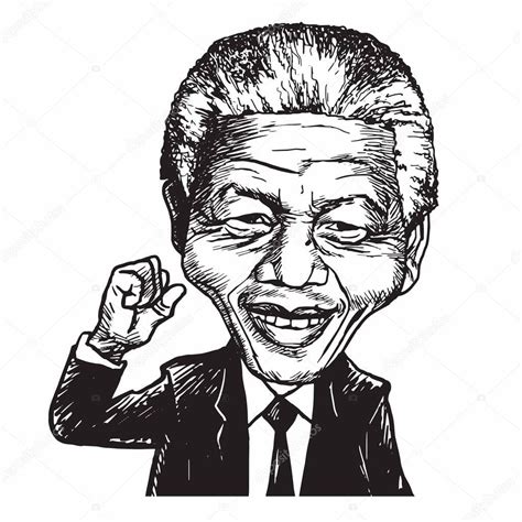 Nelson Mandela Retrato Dibujado A Mano Caricatura Vector Ilustración 2023