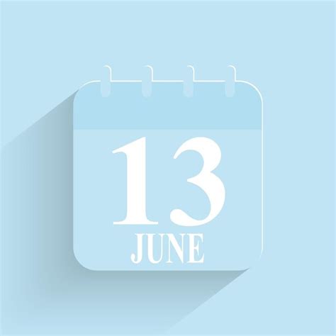 Premium Vector June 13 Daily Calendar Icon Date And Time Day Month