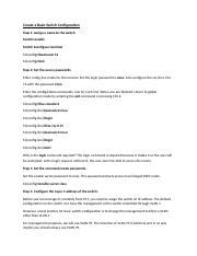 Lab Basic Switch Configuration Docx Create A Basic Switch